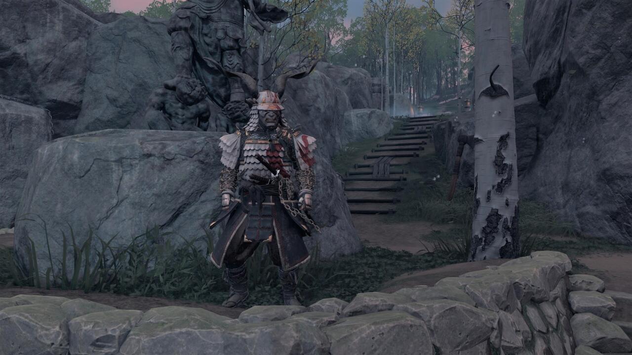 The God of War armor is a cosmetic you can unlock for the Sakai Clan armor, complete with Kratos-themed helmet and face mask.