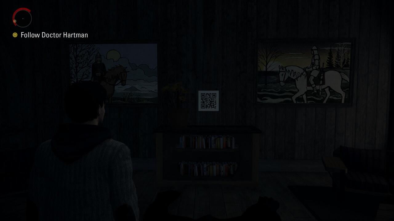 Look for the third QR code on the second floor of Cauldron Lake Lodge in Episode 4. It can be tough to spot in the darkened building.