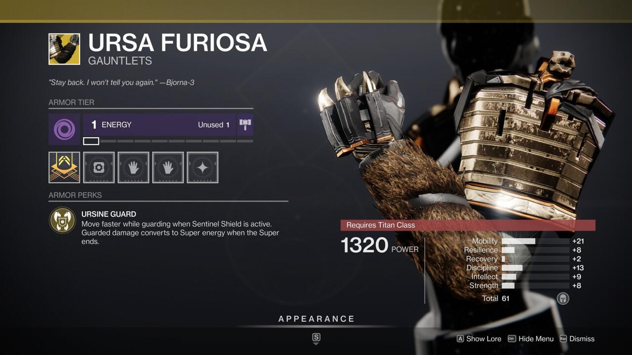Your Banner shield can save your whole team (while also recharging everyone's Supers) with Ursa Furiosa, which makes it great for high-level PvE content.