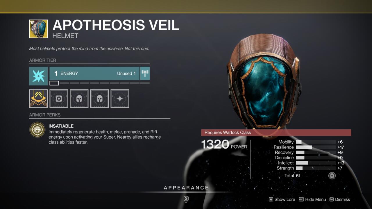 Apotheosis Veil powers you up when you use your Super, keeping you alive and giving you all your abilities back whenever you use it.
