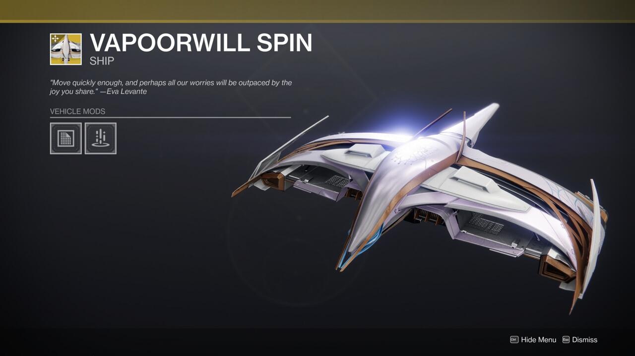 Vapoorwill Spin is your big cosmetic reward for participating in the Dawning, but you can get some other cool items from the Eververse Store.