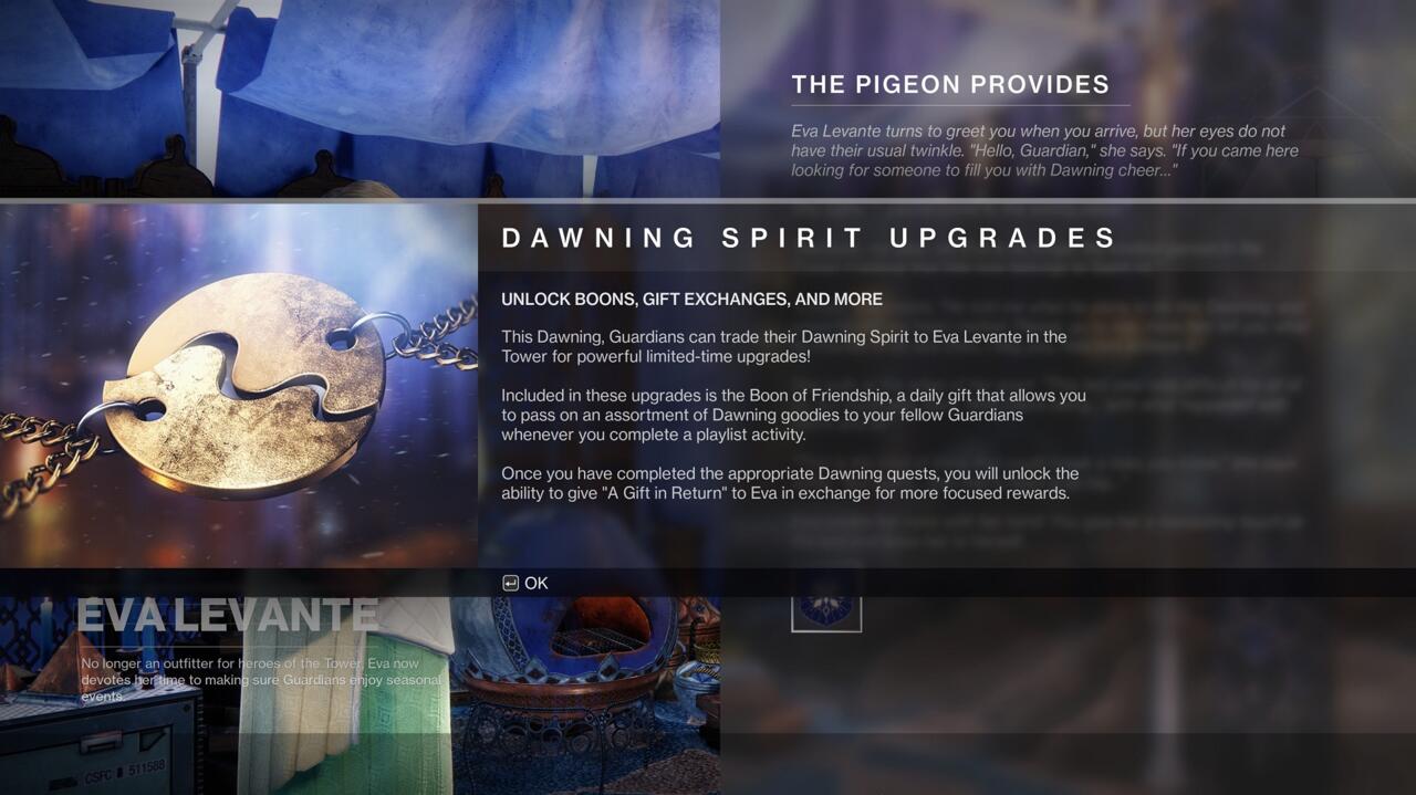 Boons of Friendship allow you to give something back to other players during the Dawning.