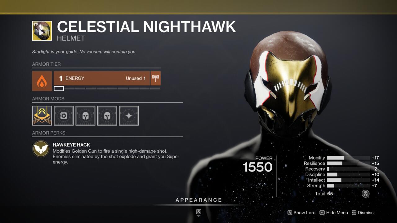 Make your Golden Gun do work against bosses with Celestial Nighthawk.