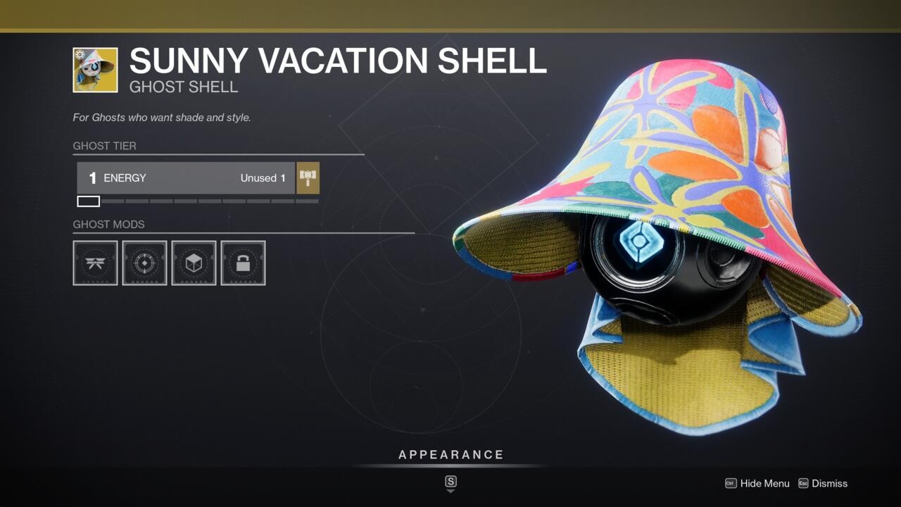 The Sunny Vacation Ghost shell is among the cosmetic items you can earn from the Solstice event if you're willing to pay in.