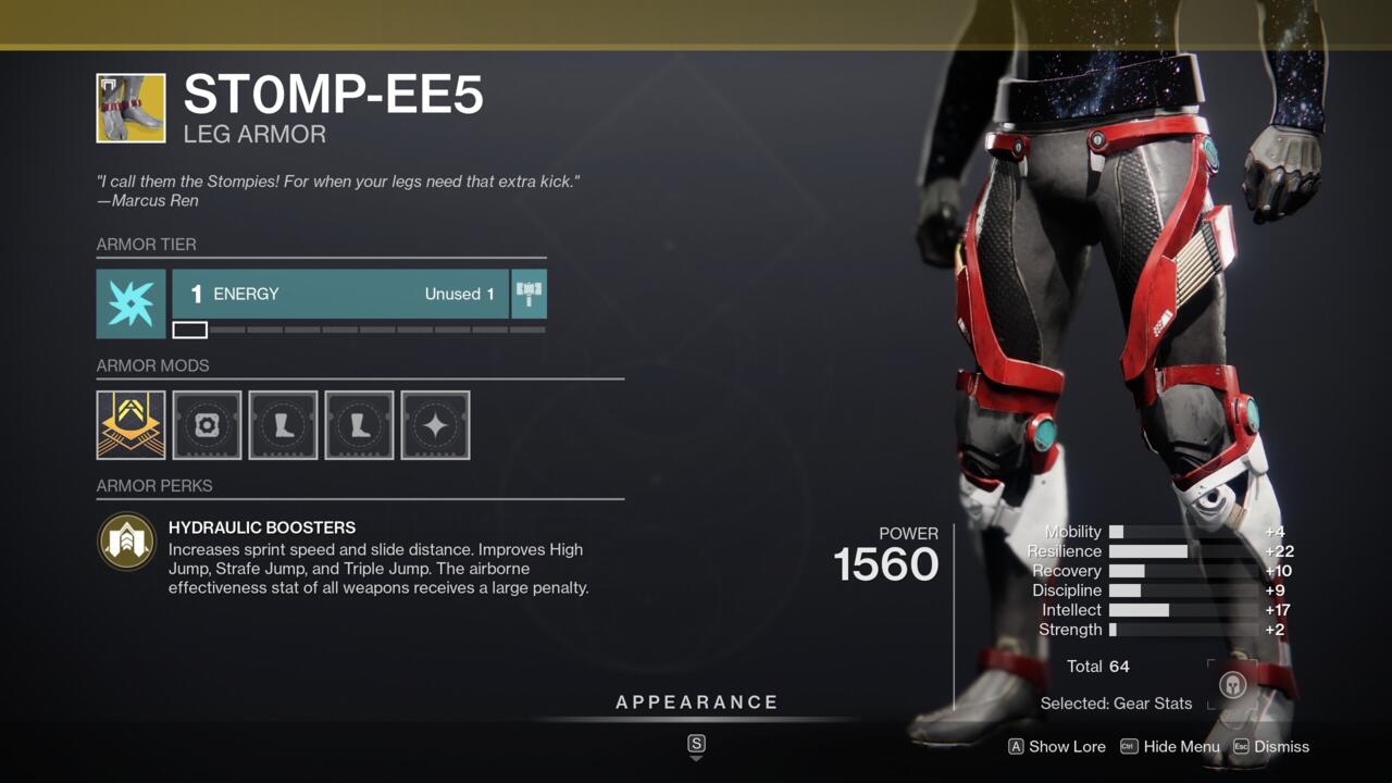 St0mp-EE5 is a must-have Exotic for Hunters, and while this roll is only so-so, if you don't have a set, you should get these boots.
