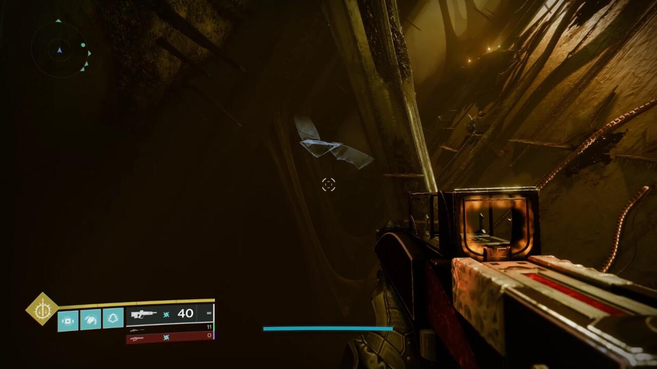 Pulling out your Ghost will briefly illuminate these hidden platforms, allowing you to jump to them to reach the hidden chest.
