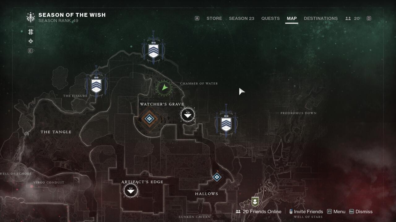 Look for Xur in a big tree at the north end of Watcher's Grave.
