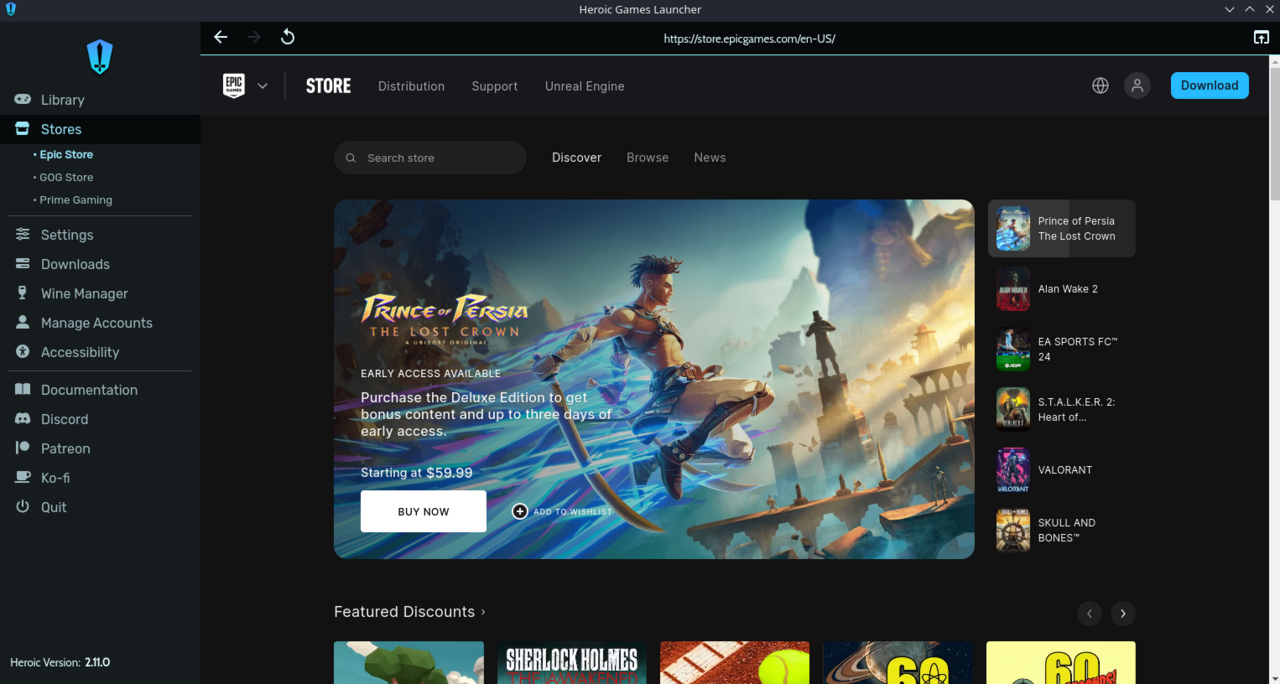 Epic Games Store on Heroic Games Launcher