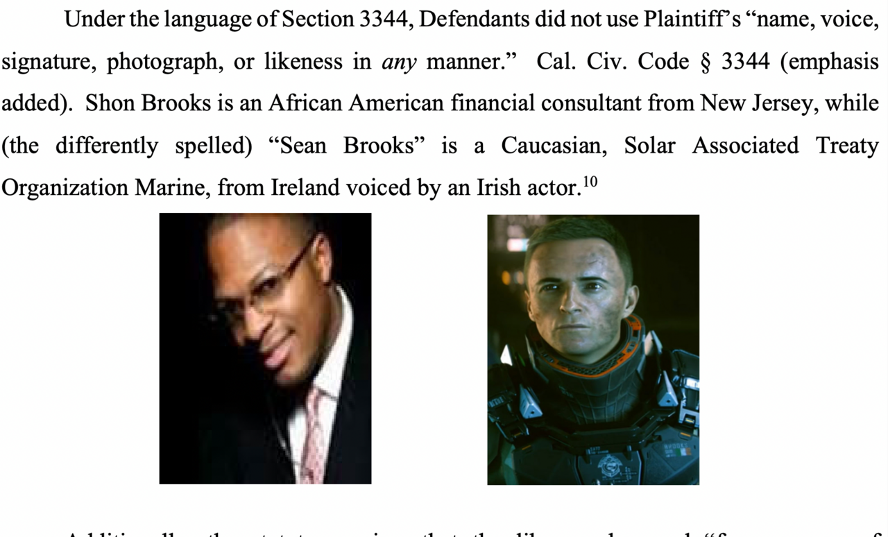 Image comparison between Sean Brooks and Shon Brooks, as included in the legal documents.