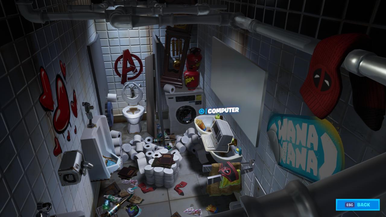 Deadpool's secret bathroom in HQ.  
