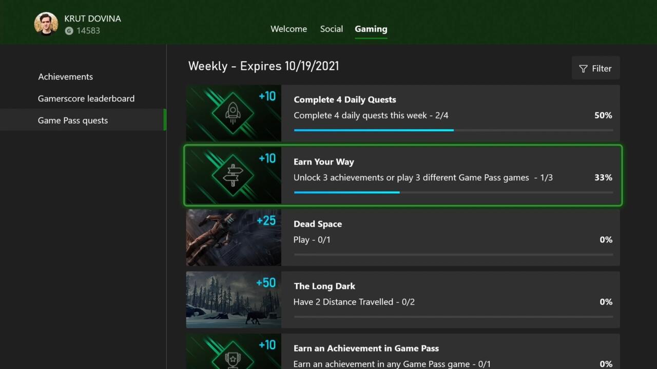 Xbox Game Pass quests