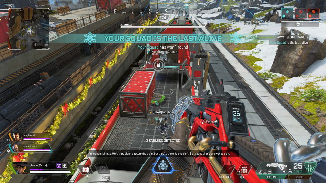 You can win the round by capturing the train or eliminating all enemies