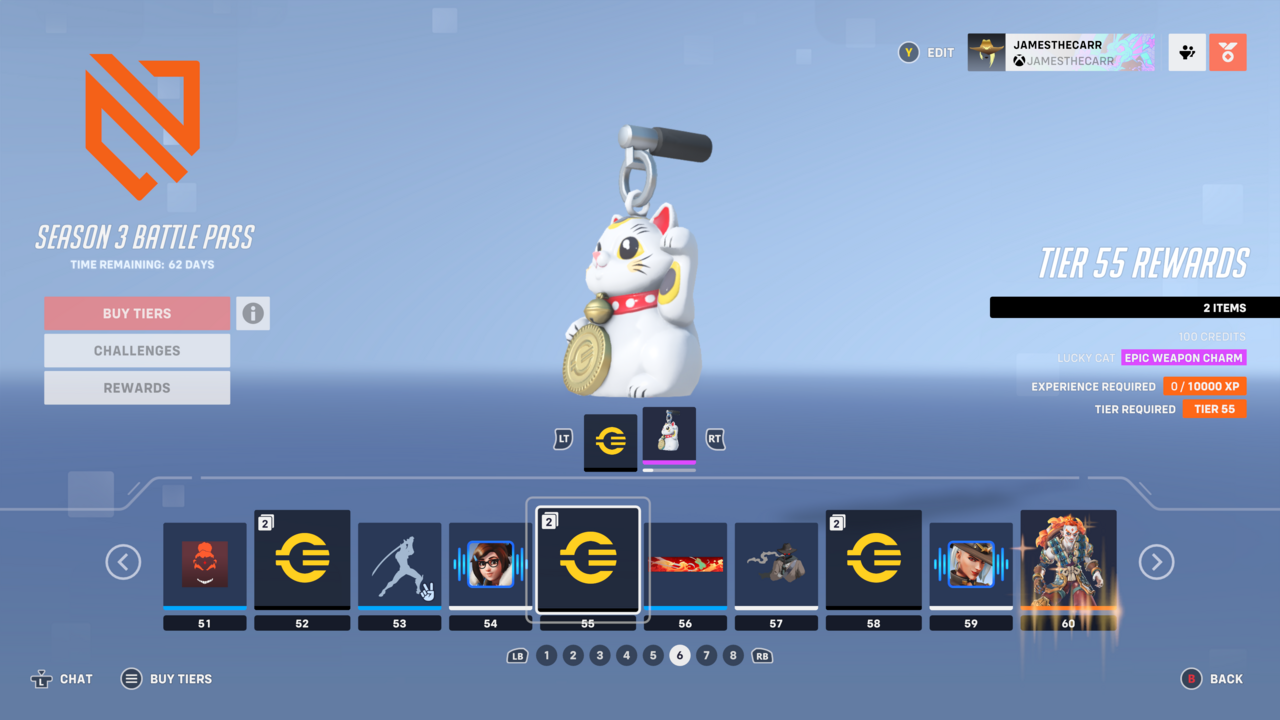 Tier 55 - Lucky Cat Weapon Charm, 100 Credits