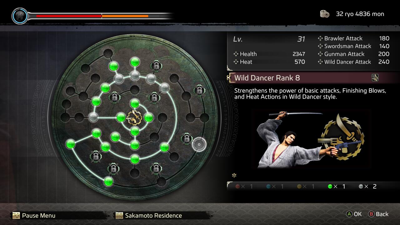 Each fighting style has its own skill tree and its own level.
