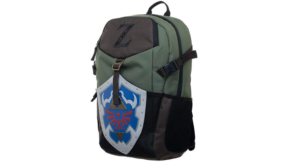 Link's shield green canvas backpack