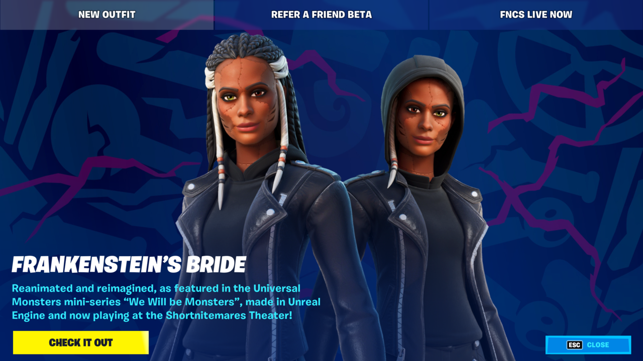 Frankenstein's Bride is the first of many reimagined movie monsters to hit Fortnite over the next several months.