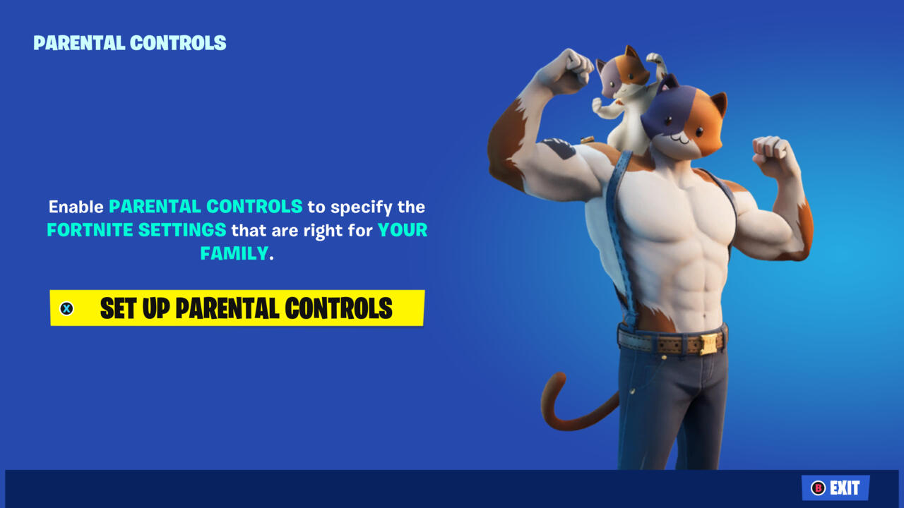 Fortnite's parental controls can be easily accessed from the main menu as soon as you open the game.