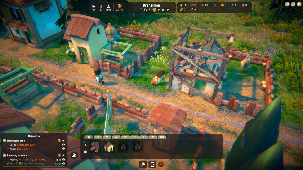 A zoomed in view of the town in Fabledom.