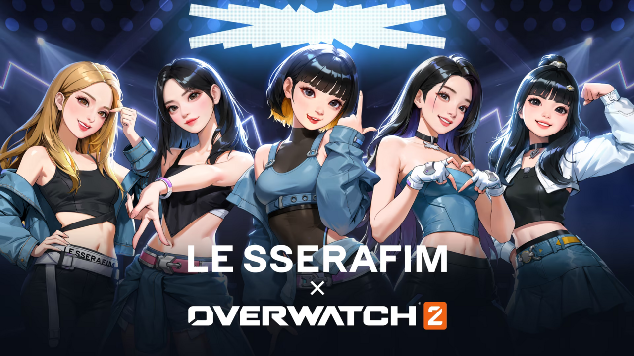 Promotional art from the Le Sserafim x Overwatch 2 crossover event.