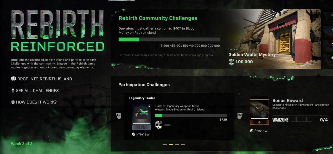 Rebirth Reinforced Golden Vault challenge