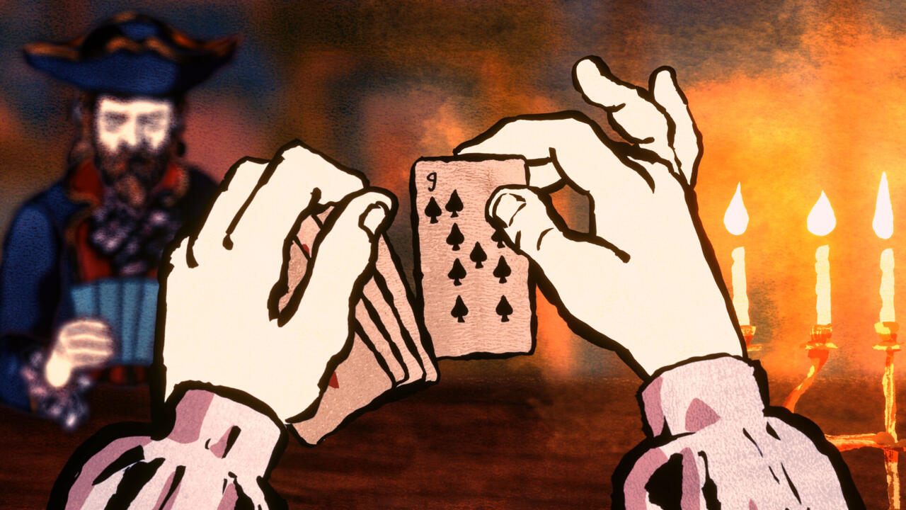 Eugene prepares one of the game's many card tricks.