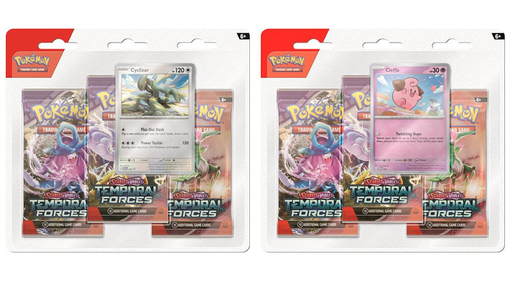 Preorder Pokemon TCG: Scarlet & Violet—Temporal Forces Three Booster Pack Bundle (two versions, random selection)