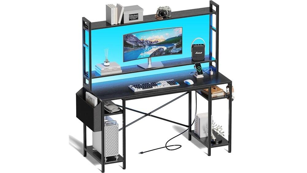 Huuger 55-Inch Computer Desk with Adjustable Shelves