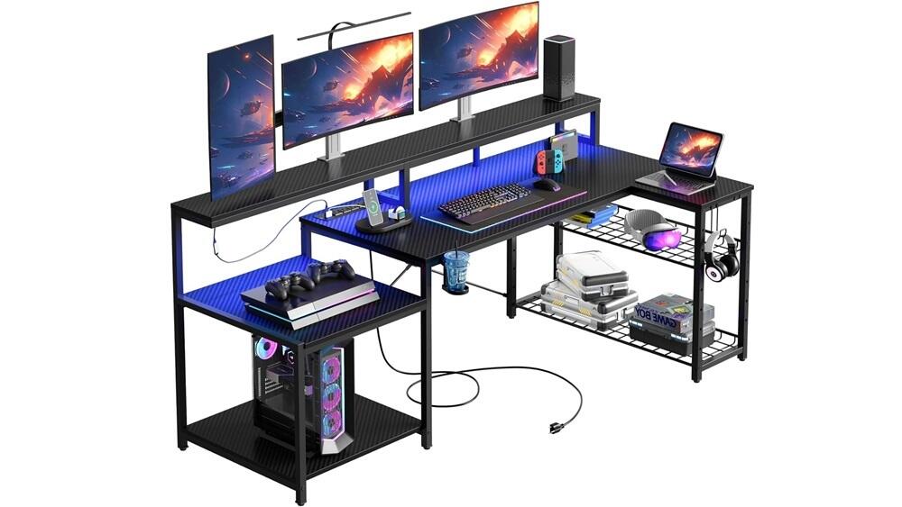 Bestier Gaming Desk With Power Outlet