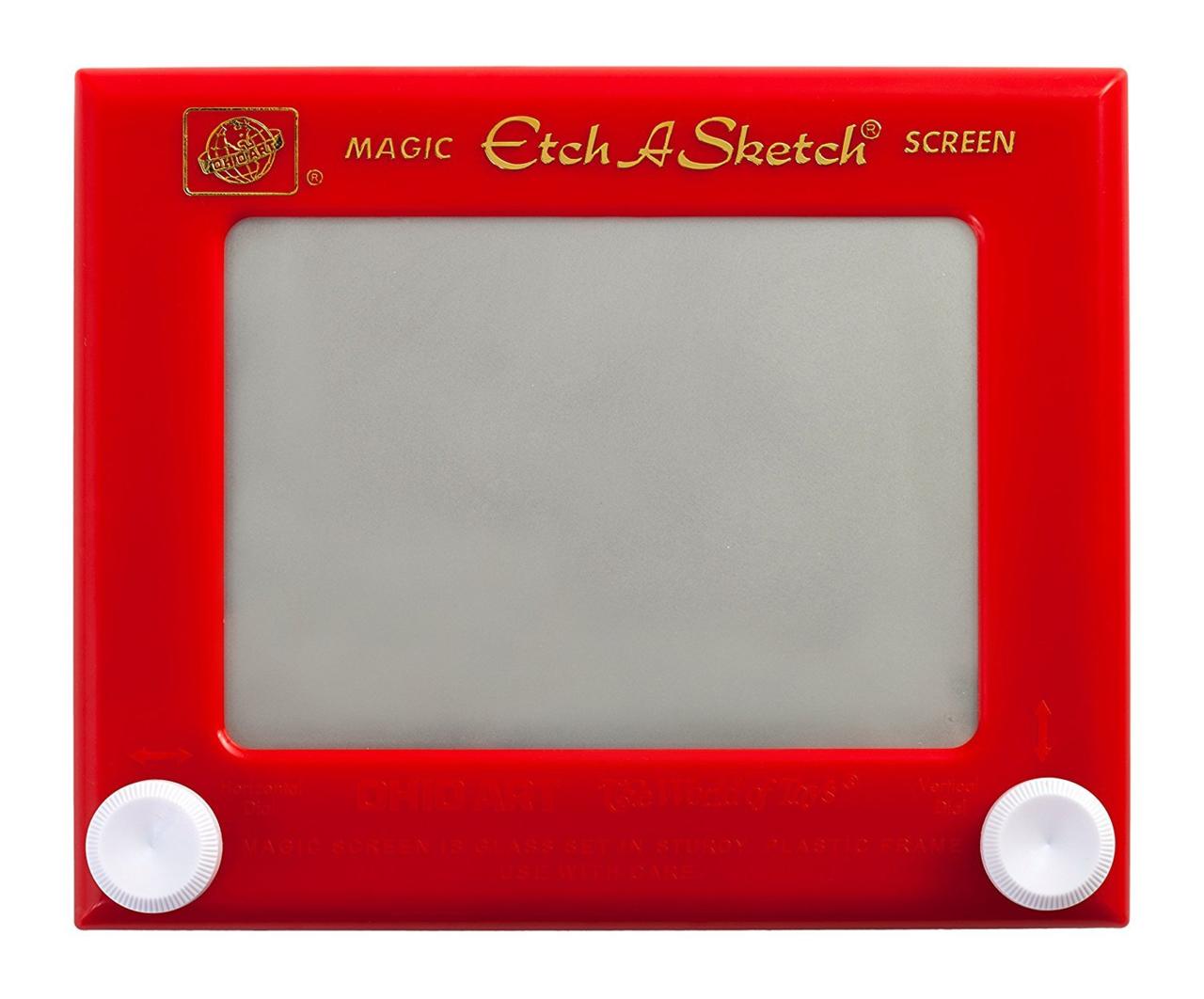 Halliday has an Etch A Sketch on his desk at the end