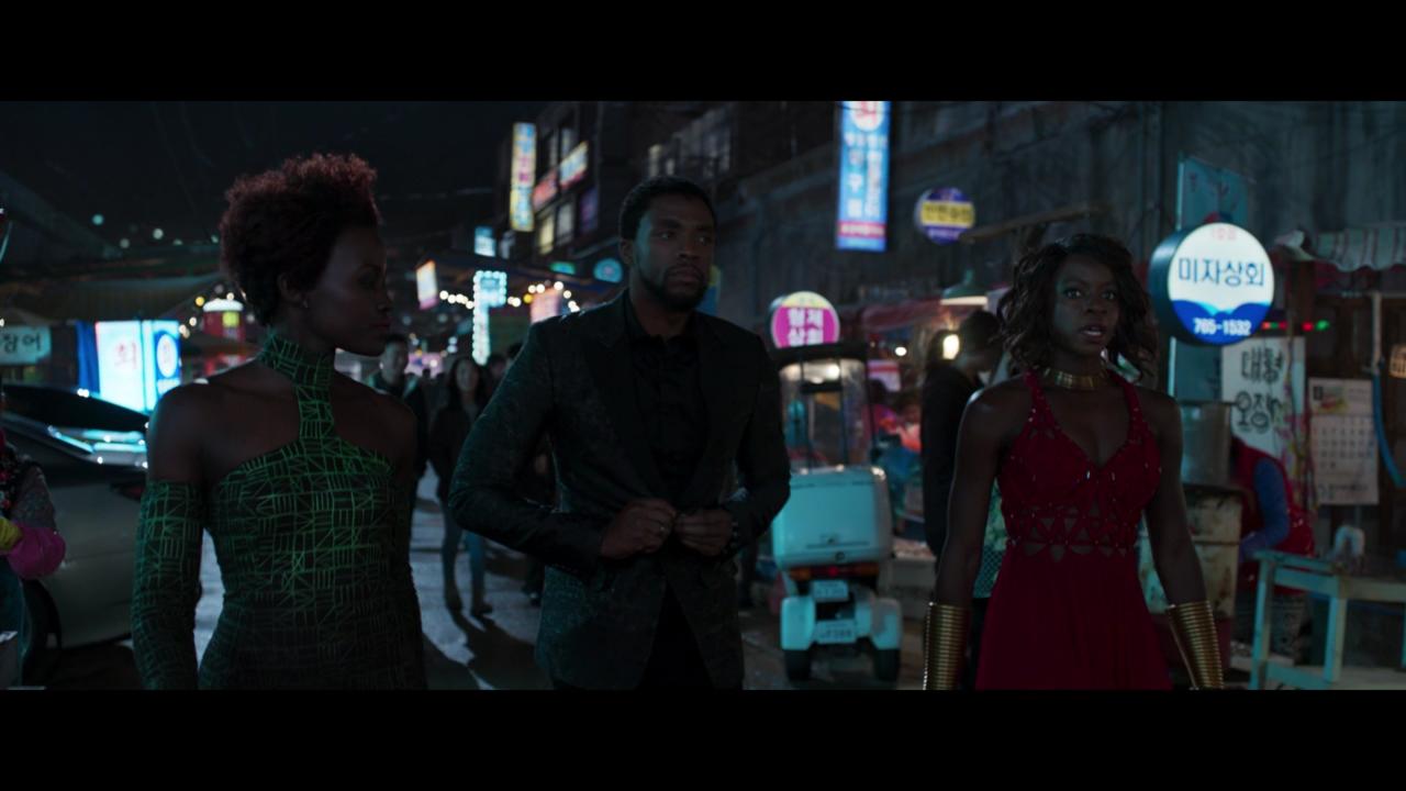 23. T'Challa, Nakia, and Okoye together make the Pan-African flag in this scene.