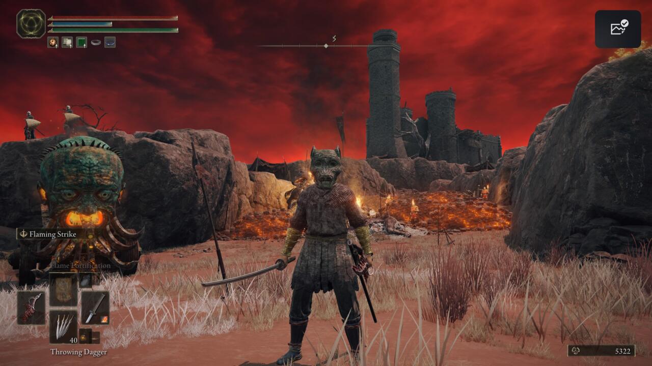 The approach to Fort Gael is guarded by fire-wielding soldiers.