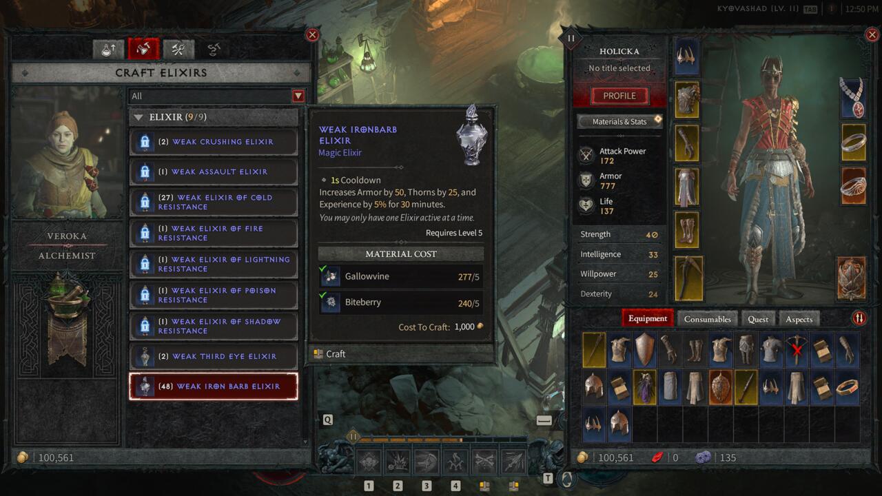 Ada total 9 Elixir yang tersedia di Diablo 4 beta.
