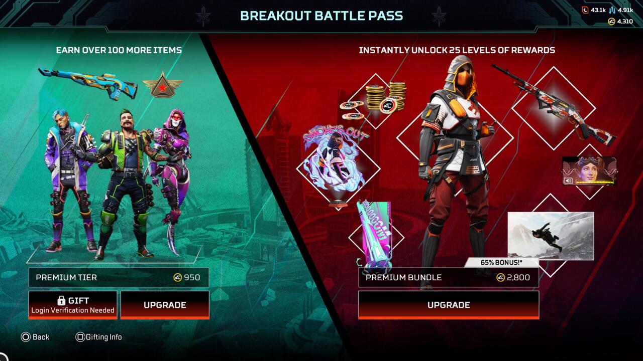 Free vs. Premium battle pass