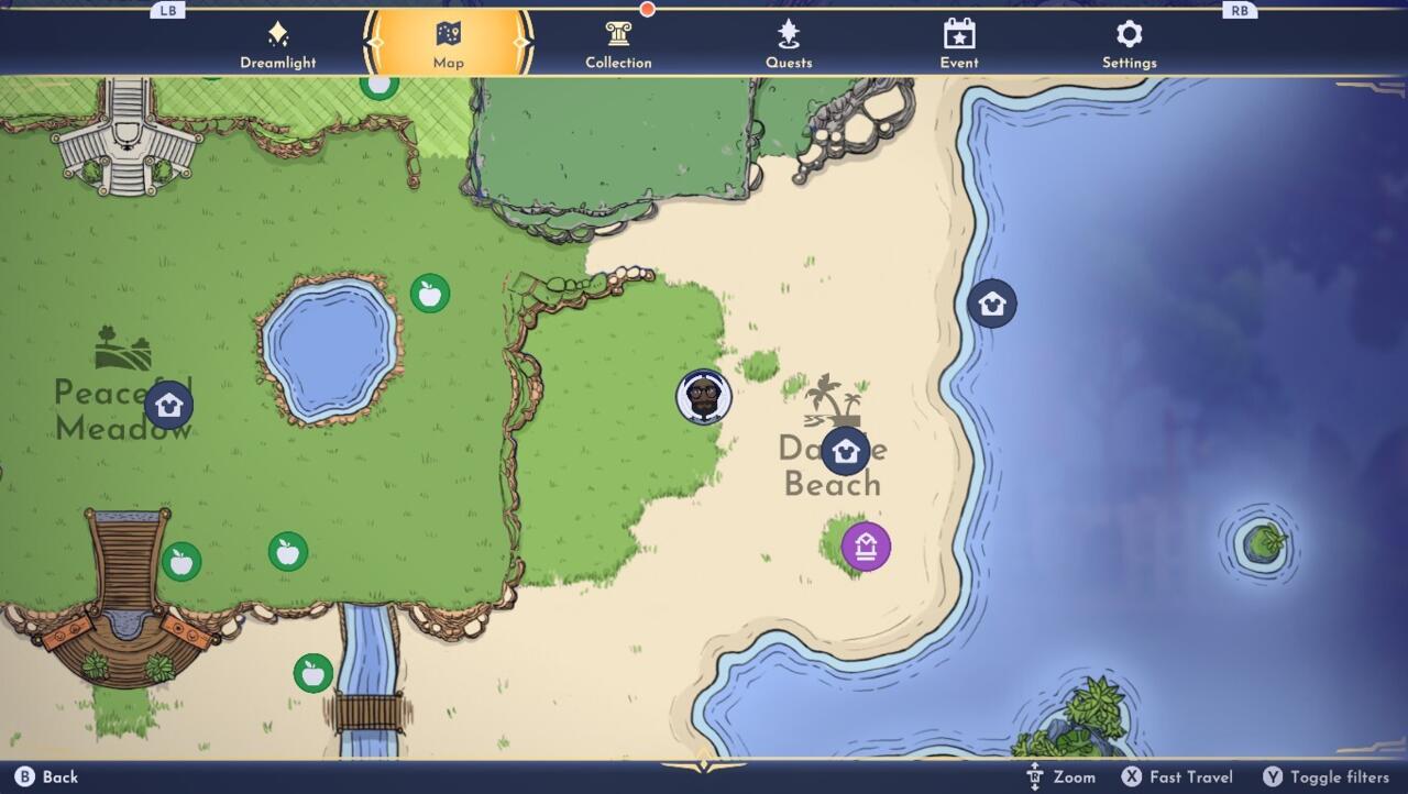 The exact location of where you need to place the Orb of Power for Dazzle Beach