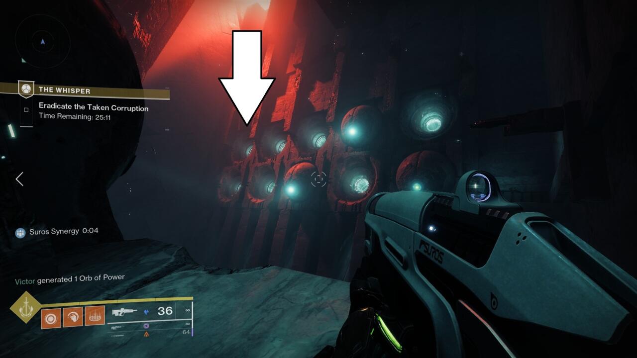 Head over to the wall on the right side of the room and enter the upper open orb on the far end of it.