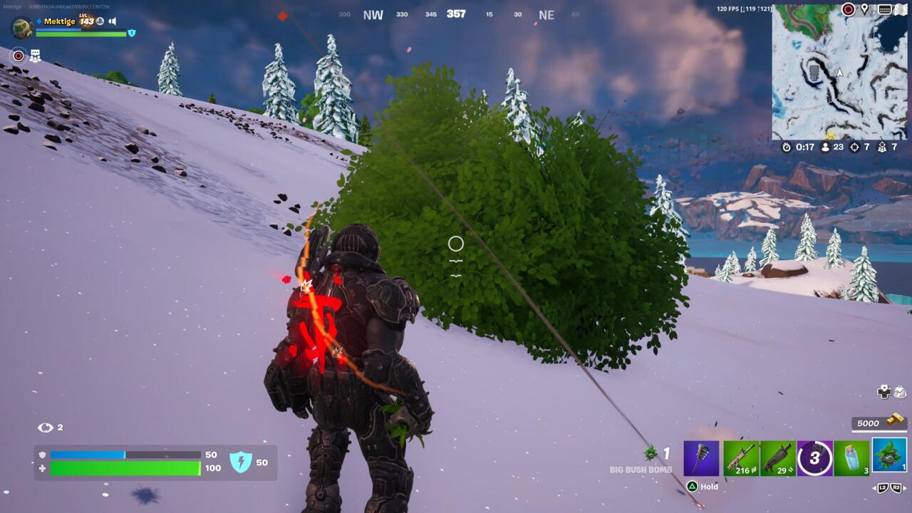 Use the Big Bush Bomb to throw out large bushes to hide in.