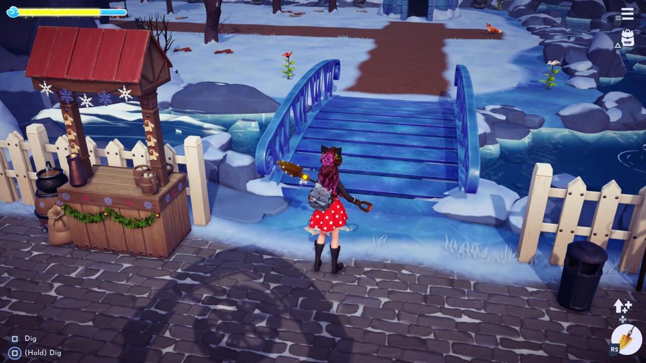 When you're done with Elsa's quest, you can finally clear this path across the bridge in Frosted Heights.