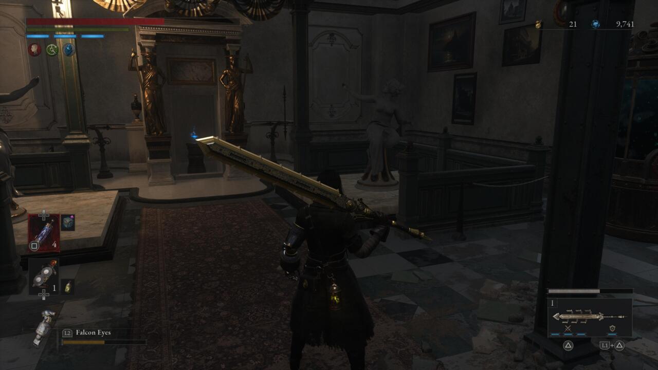 Interact with the statue on the right to open the slot ahead and earn a Trinity Key