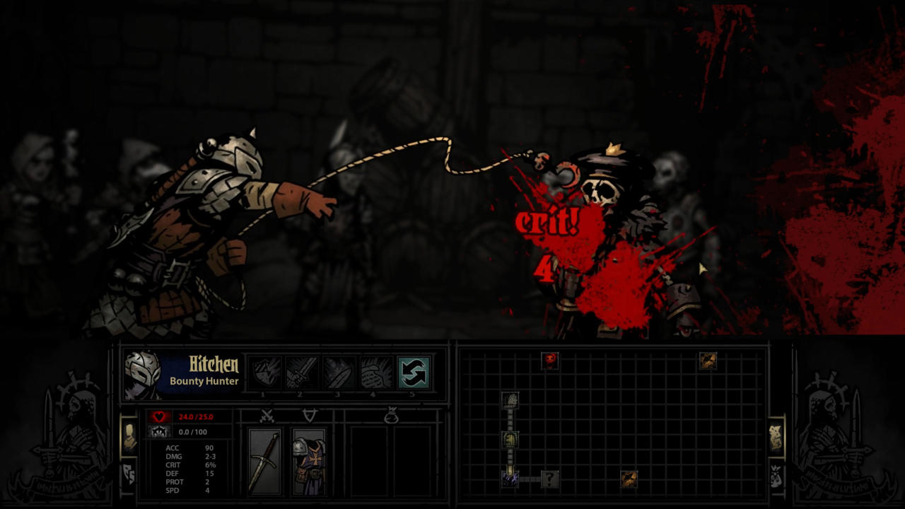 The bounty hunter uses his grappling hook to reel this weaker enemy to the front of the pack.