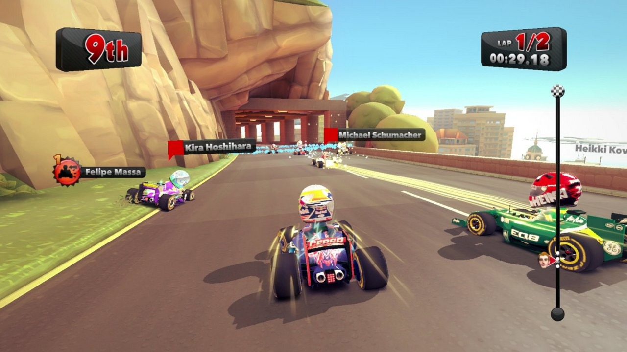 The racers can reach suprising speeds, given how top heavy they are.