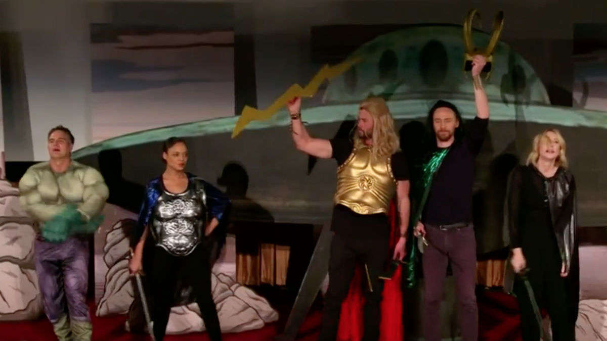 Thor: Ragnarok Cast Performs Movie Live In Front Of Audience - GameSpot